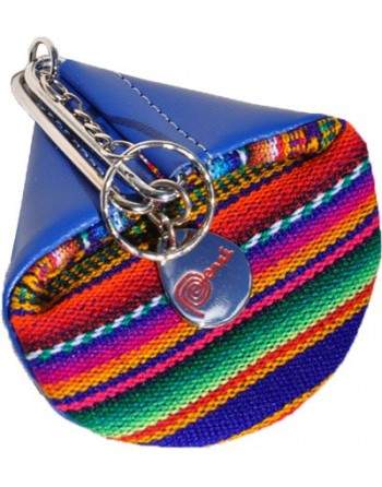 Porte monnaie aguayo et cuir bleu