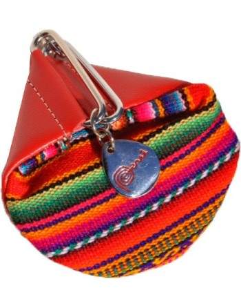 Porte monnaie aguayo et cuir rouge