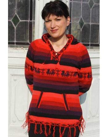 Pullover arc en ciel rouge