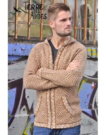 Veste tissé couleur marron beige.