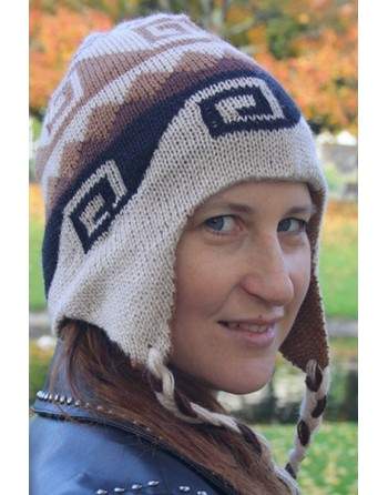 Bonnet Péruvien réversible beige marron