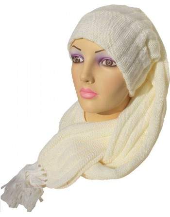 Écharpe bonnet tubulaire blanc