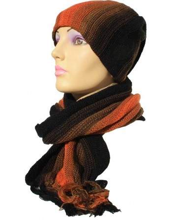 Écharpe bonnet tubulaire orange et noir