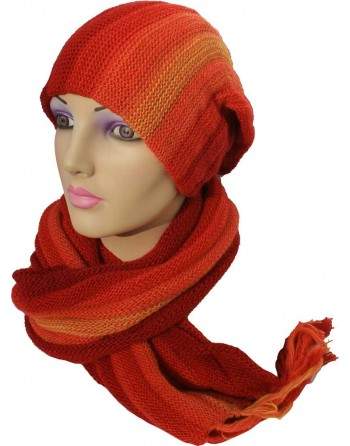 Écharpe bonnet tubulaire orange rouge