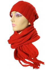Écharpe bonnet tubulaire rouge
