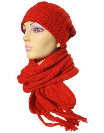 Écharpe bonnet tubulaire rouge