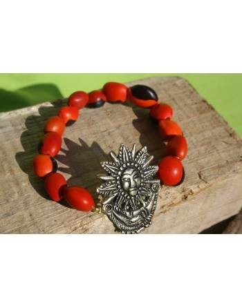 Bracelet Huayruro avec médaillon Soleil  et Lune