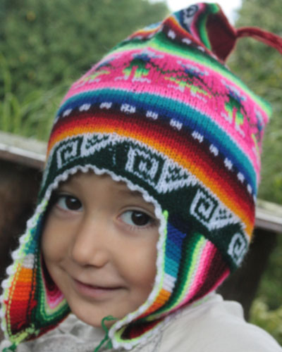 Bonnet péruvien enfant tricoté main